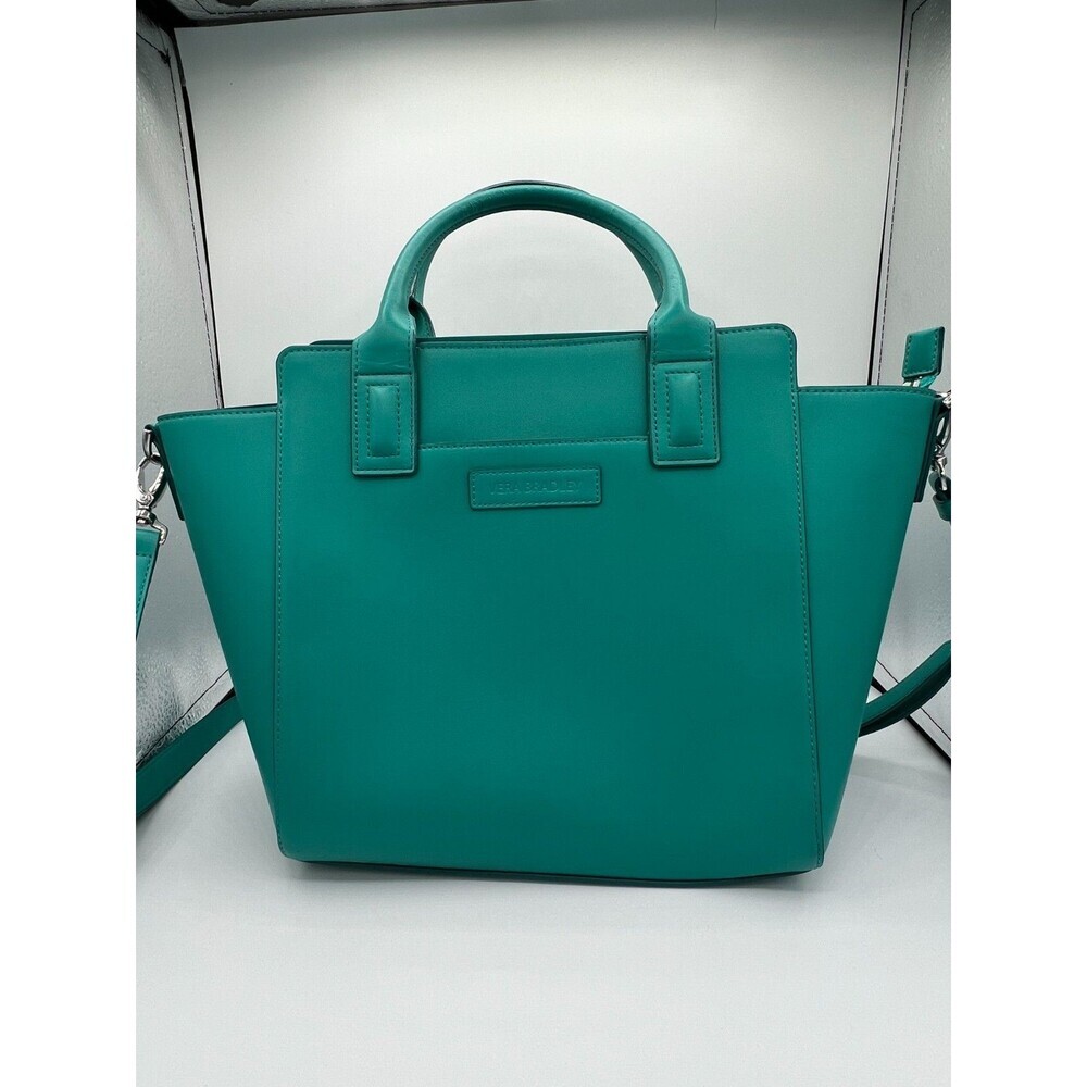 Vera Bradley Teal Convertible Satchel Purse, Faux Leather